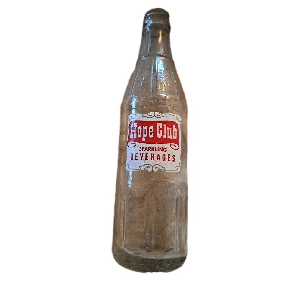 Vintage Hope Club Sparkling Beverages Cranston RI Soda Bottle 8oz Rhode Island